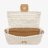 BAGUETTE Beige Canvas Interlace Bag