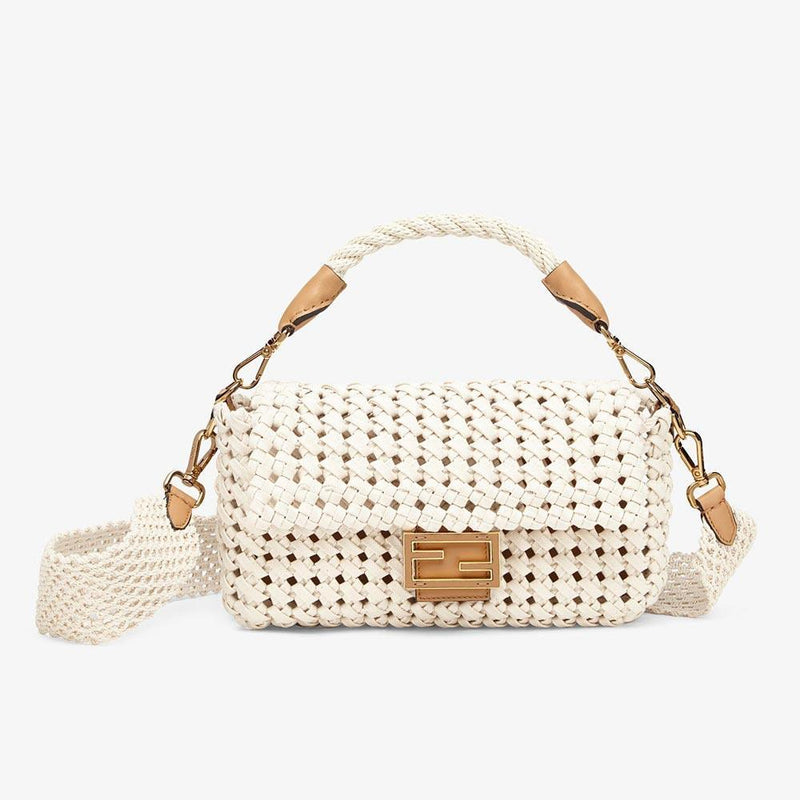 BAGUETTE Beige Canvas Interlace Bag