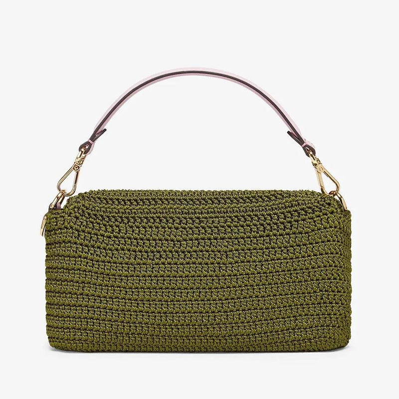 BAGUETTE Green Cotton Crochet Bag