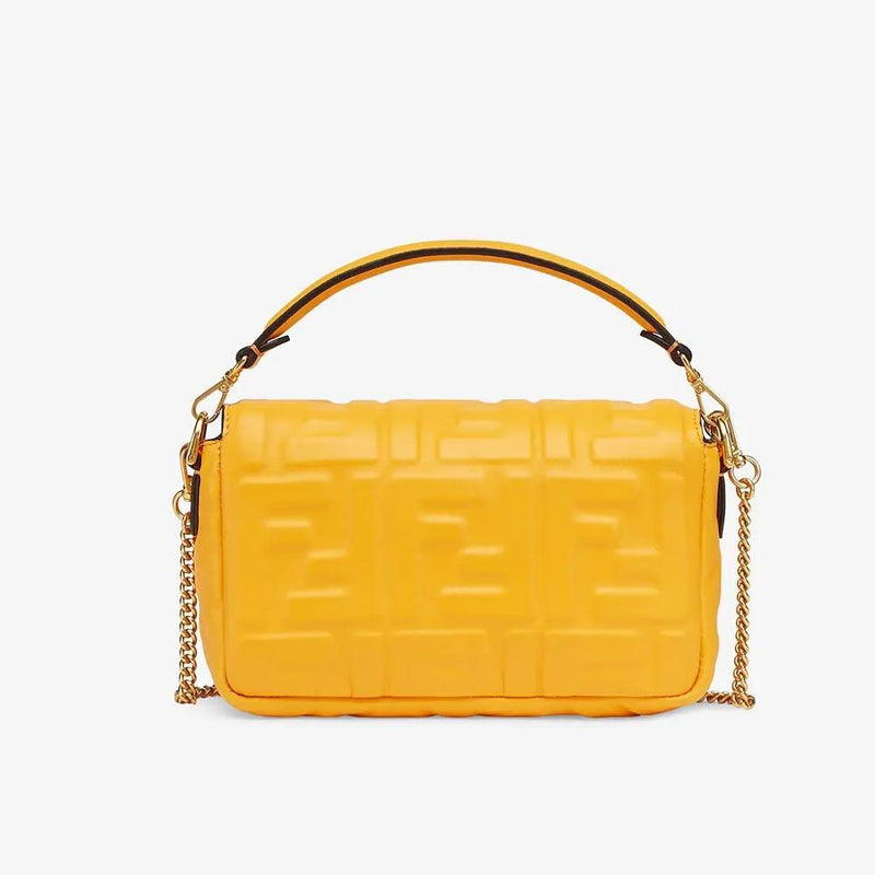 BAGUETTE Orange Nappa Leather Bag Featuring The FF Motif