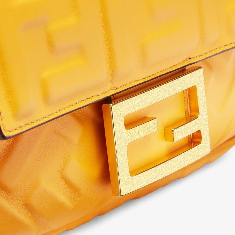 BAGUETTE Orange Nappa Leather Bag Featuring The FF Motif