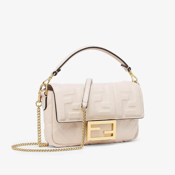 BAGUETTE White Nappa Leather FF Bag