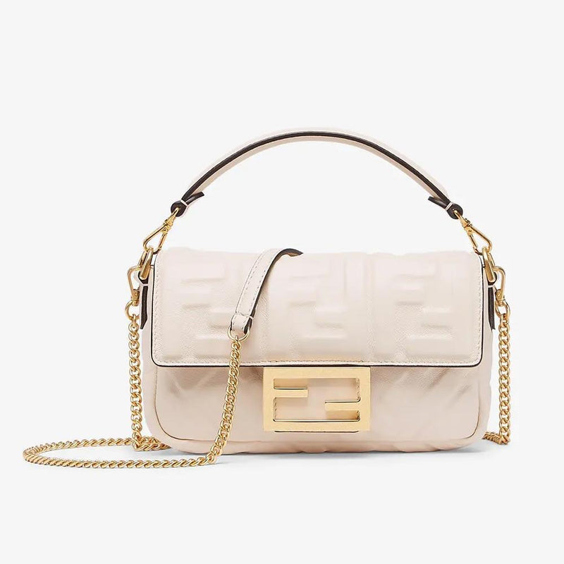 BAGUETTE White Nappa Leather FF Bag