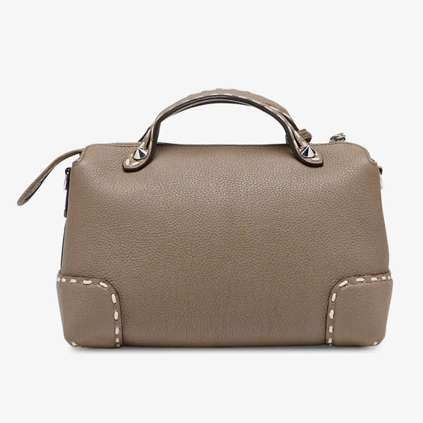 BY THE WAY MEDIUM Grey Full Grain Leather Boston Bag