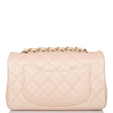 Chanel Beige Iridescent Quilted Lambskin Rectangular Mini Classic Flap Bag Light Gold Hardware