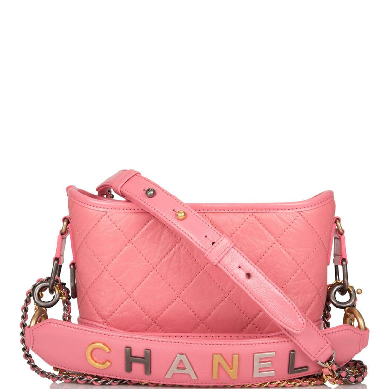 Chanel Gabrielle 20 Hobo Bag Pink Lambskin Mixed Metal Hardware