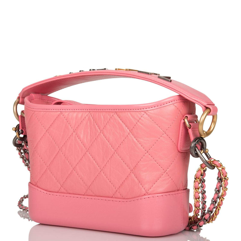 Chanel Gabrielle 20 Hobo Bag Pink Lambskin Mixed Metal Hardware