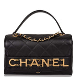 Chanel Black Calfskin Enchained Flap Bag Antique Gold Hardware