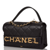 Chanel Black Calfskin Enchained Flap Bag Antique Gold Hardware