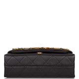 Chanel Black Calfskin Enchained Flap Bag Antique Gold Hardware