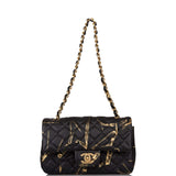 Chanel Mini Rectangular Flap Bag Black and Gold Aged Calfskin Antique Gold Hardware