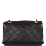 Chanel Black Calfskin Enchained Flap Bag Antique Gold Hardware