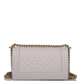 Chanel Medium Boy Bag Grey Quilted Caviar Light Gold Hardware