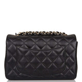 Chanel Black Quilted Lambskin Rectangular Mini Classic Flap Bag Light Gold Hardware