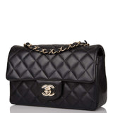 Chanel Black Quilted Lambskin Rectangular Mini Classic Flap Bag Light Gold Hardware