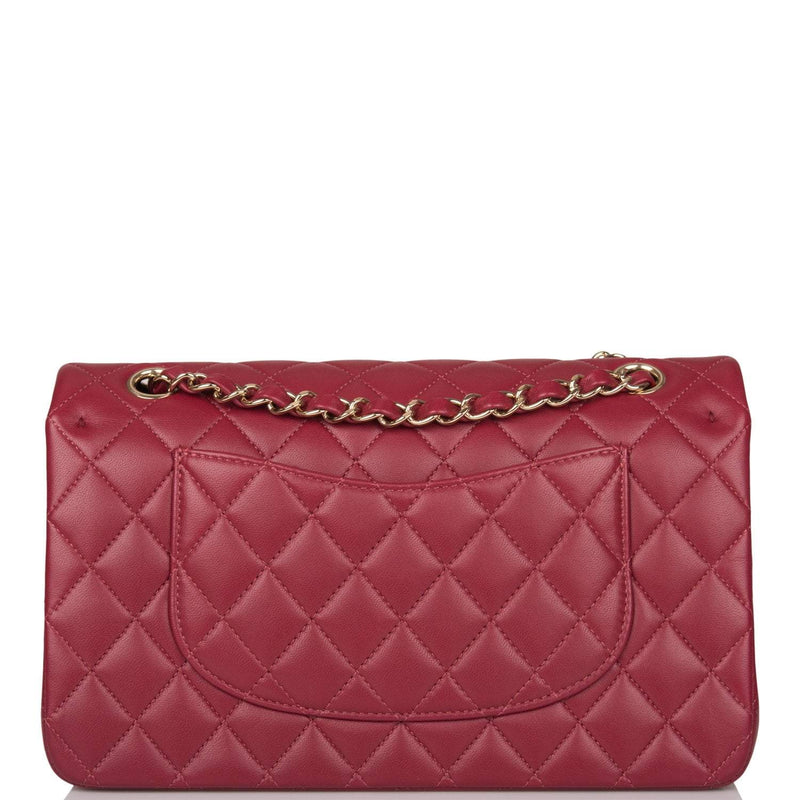 Chanel Medium Classic Double Flap Bag Burgundy Lambsking Light Gold Hardware