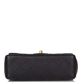 Chanel Black Quilted Lambskin Rectangular Mini Flap Bag with Top Handle Antique Gold Hardware