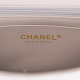 Chanel Grey Quilted Lambskin Rectangular Mini Flap Bag with Top Handle Antique Gold Hardware