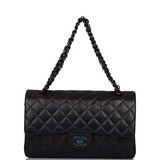 Chanel Medium Classic Double Flap Bag SO Black Lambskin Quilted Black Hardware