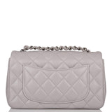 Chanel Light Grey Quilted Lambskin Rectangular Mini Classic Flap Bag Silver Hardware