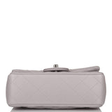 Chanel Light Grey Quilted Lambskin Rectangular Mini Classic Flap Bag Silver Hardware