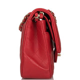 Chanel Medium Classic Double Flap Bag Red Lambskin Light Gold Hardware