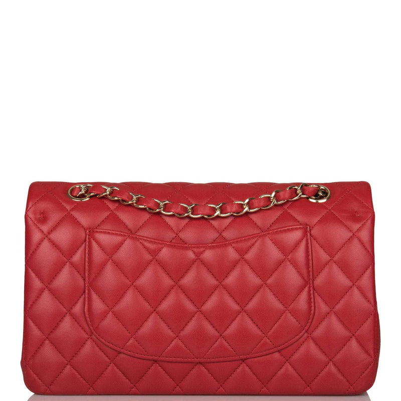 Chanel Medium Classic Double Flap Bag Red Lambskin Light Gold Hardware