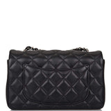 Chanel Black Quilted Lambskin Rectangular Mini Classic Flap Bag Silver Hardware