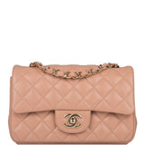 Chanel Beige Quilted Lambskin Rectangular Mini Classic Flap Bag Light Gold Hardware