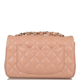 Chanel Beige Quilted Lambskin Rectangular Mini Classic Flap Bag Light Gold Hardware