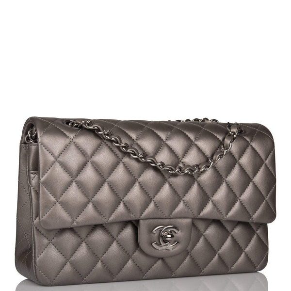 Chanel Medium Classic Double Flap Bag Ruthenium Lambskin Ruthenium Hardware