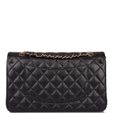 Chanel Medium Classic Double Flap Bag Black Quilted Lambskin Rose Gold Hardware