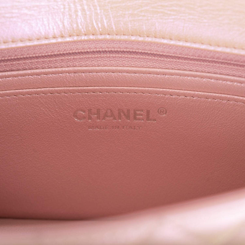 Chanel Mini Rectangular Flap Bag Pink Iridescent Lambskin Silver Hardware