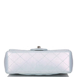 Chanel Mini Rectangular Flap Bag Blue Iridescent Lambskin Silver Hardware