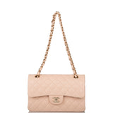 Chanel Beige Quilted Lambskin Small Classic Double Flap Bag Light Gold Hardware