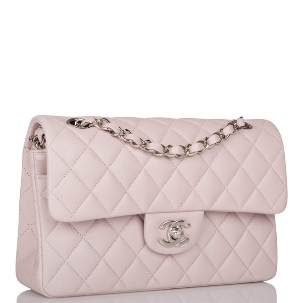 Chanel Light Purple Quilted Lambskin Small Classic Double Flap Bag Silver Hardware