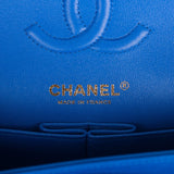 Chanel Blue Chevron Caviar Small Classic Double Flap Bag Light Gold Hardware