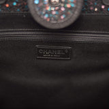 Chanel Black Canvas and Sequins Small Deauville Shopping Bag Silver Hardware