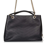 Chanel Black Calfskin Chevron Chic Tote Bag Light Gold Hardware