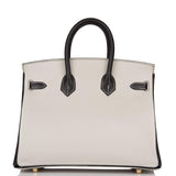 Birkin 25 Gris Perle and Black Chèvre Brushed Gold Hardware