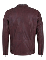 Maroon Plain Leather Biker Jacket - Xavier Hub