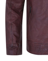 Maroon Plain Leather Biker Jacket - Xavier Hub