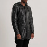 Delvin Black Leather Parka